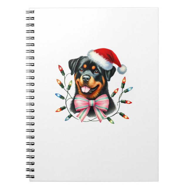 Caderno Espiral Cachorro Rottweiler Com Arco De Coquetes (Frente)