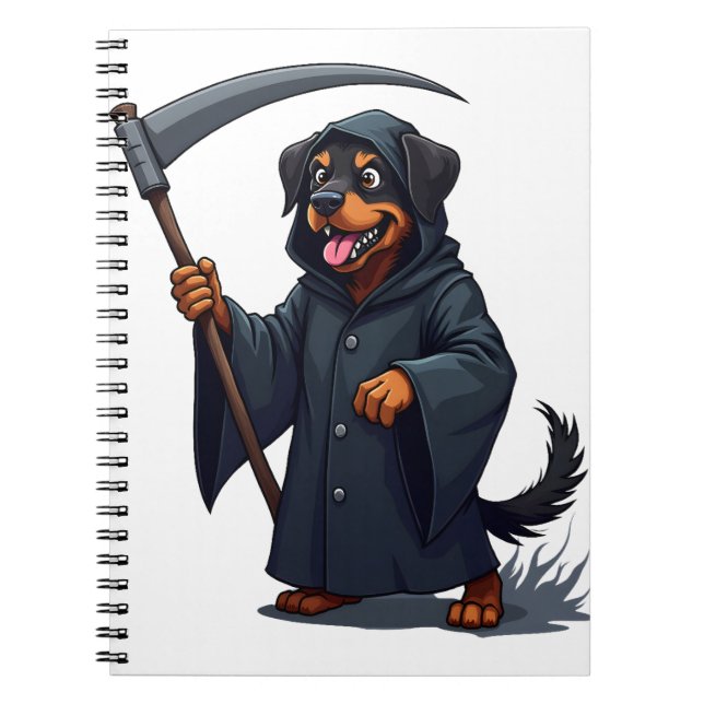 Caderno Espiral Cachorro Rottweiler da Grim Reaper (Frente)
