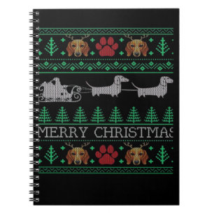 Caderno Espiral Cachorro Salsicha Dachshund Natal Dachshund Suéter