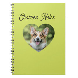 Caderno Espiral Cachorro Verde Fofo Quadro de Coração Voltar à Esc