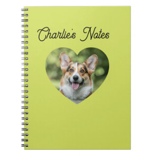 Caderno Espiral Cachorro Verde Fofo Quadro de Coração Voltar à Esc