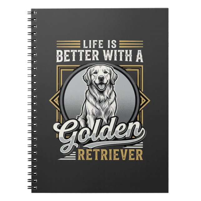 Caderno Espiral Cachorro Vida De Retriever Dourado É Melhor (Frente)
