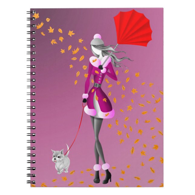 Caderno Espiral Cachorro Walker Autumn Deixa Rosa (Frente)
