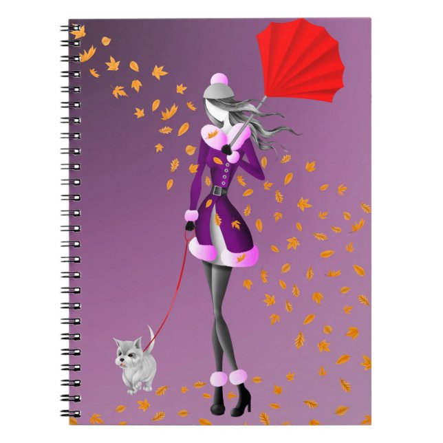 Caderno Espiral Cachorro Walker Autumn Deixa roxo (Frente)