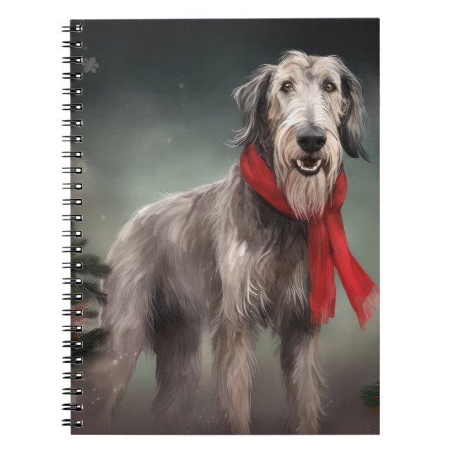 Caderno Espiral Cachorro Wolfhound no Natal da Neve (Frente)