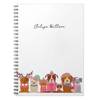 Caderno Espiral cachorros bonitos no nome de inverno