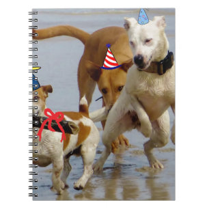 Caderno Espiral cachorros de aniversário felizes