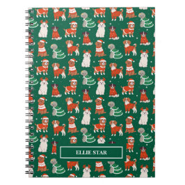 Caderno Espiral Cachorros de Natal Verdes e Bonitos Personalizados