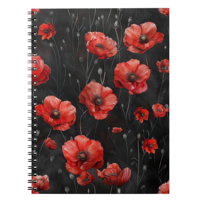 Caderno Espiral Cachorros vermelhos em preto (Frente)