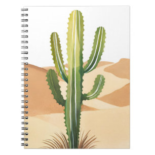 Caderno Espiral Cacto do Deserto Cactos Verdes Aquarela