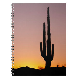 Caderno Espiral Cacto do Saguaro no por do sol