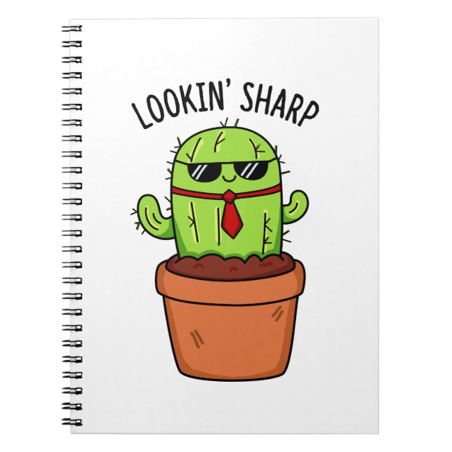 Caderno Espiral Cacto Engraçado Olhando Bem Pun (Frente)