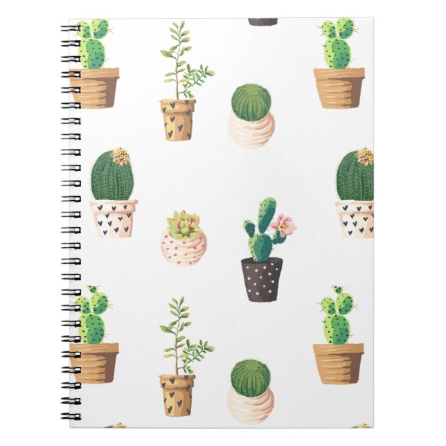 Caderno Espiral Cacto Suculento do Deserto Verde em Potes (Frente)