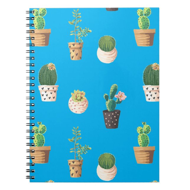 Caderno Espiral Cacto Suculento do Deserto Verde em Potes (Frente)