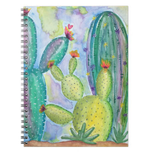 Caderno Espiral Cactos de Aquarela