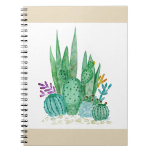 Caderno Espiral Cactus, aquarela