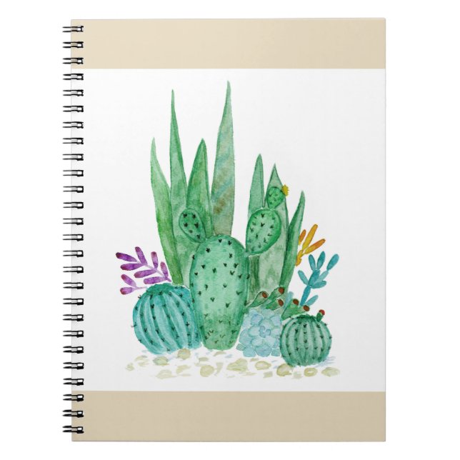 Caderno Espiral Cactus, aquarela (Frente)