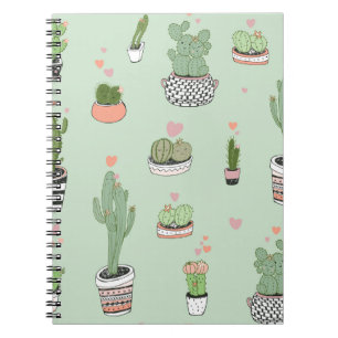 Caderno Espiral Cactus Love: Um Bom Padrão De Cartoon.