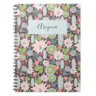 Caderno Espiral Cactus Plants Succulents Personalized Notebook