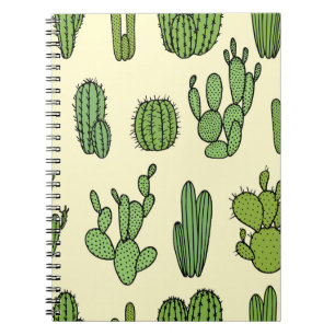 Caderno Espiral Cactus Sketch: Elegância Floral Vintage.