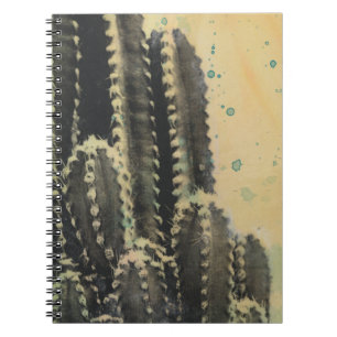 Caderno Espiral Cactus Verde com Fundo Amarelo