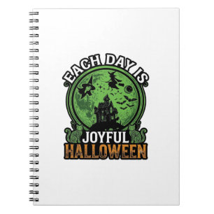 Caderno Espiral Cada Dia Casa Assombrada Alegre de Halloween Bruxa