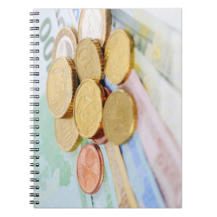 Caderno Espiral Caderneta com euro motivo de divisa