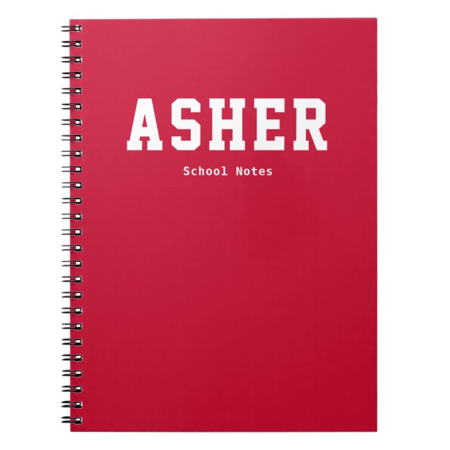 Caderno Espiral Caderneta Escolar Personalizada Vermelho Simples  (Frente)