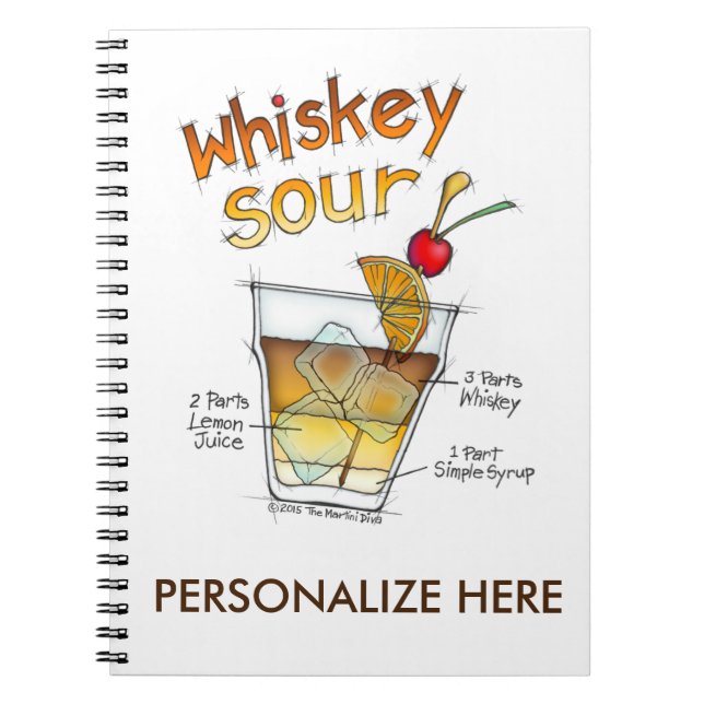 CADERNO ESPIRAL CADERNETAS - RECEITA DE WHISKEY SOUR COQUETEL ART (Frente)