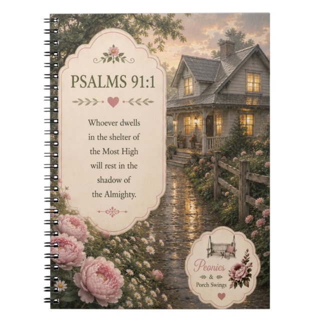 Caderno Espiral Caderno/Bloco de Notas de Salmos 91:1 (Frente)