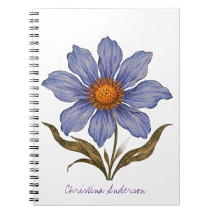 Caderno Espiral Caderno/Diário Personalizado com Nome Flor Boho