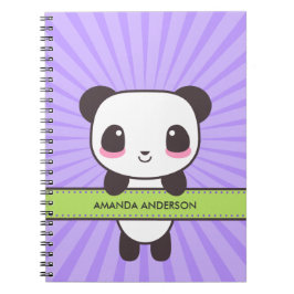 Caderno Espiral Caderno/Diário personalizados da panda de Kawaii