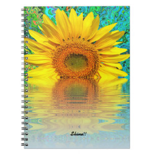 Caderno Espiral Caderno: Girassol com explosão de cor