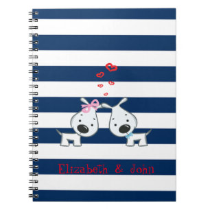 Caderno Espiral Cães Adoráveis Apaixonados em Listras-Personalizad