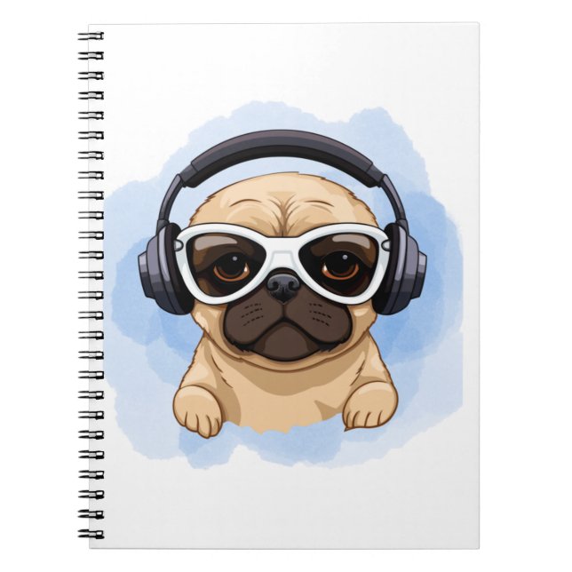 Caderno Espiral Cães com Fones de ouvido 2 (Frente)