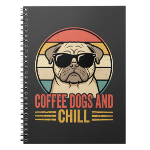 Caderno Espiral Cães de Café e Pug Retro Chill