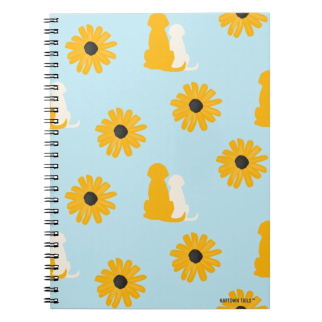 Caderno Espiral Cães e Flores Costeiros Diário para Notebook Espir (Frente)