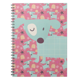 Caderno Espiral Cães, Estrelas e Flores