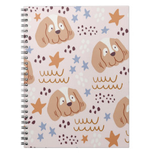 Caderno Espiral Cães, estrelas, linhas, linhagens, sem costura: