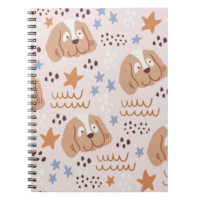 Caderno Espiral Cães, estrelas, linhas, linhagens, sem costura: (Frente)
