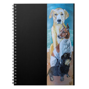 Caderno Espiral Cães na Praia Pintura de Alfred Fox