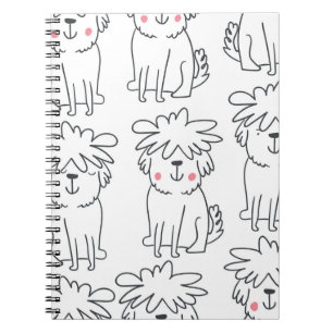 Caderno Espiral Cães pelados à mão: padrão vintage.