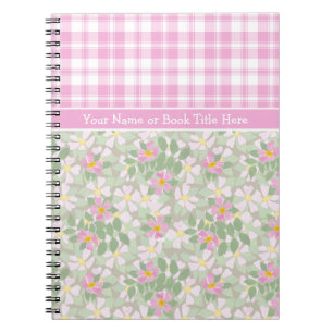 Caderno Espiral Cães Rosa em Taupe e Xadrez Rosa e Branca