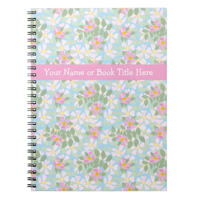 Caderno Espiral Cães Rosa no Notebook Azul Sky (Frente)