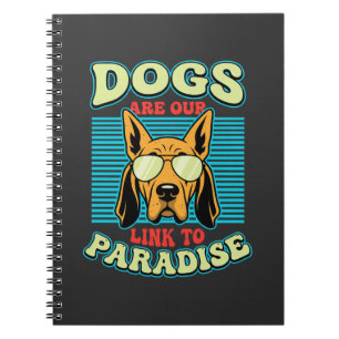 Caderno Espiral Cães São Nossa Ligação com o Paraíso Vetor Retro