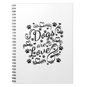 Caderno Espiral Cães São Pata De Amor E Tipografia Cardíaca