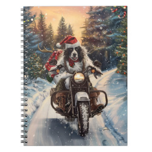 Caderno Espiral Café da Mancha Inglês Andando motocicleta Natal