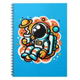 Caderno Espiral Café de Bebendo astronauta - Cafeína Espacial Exte