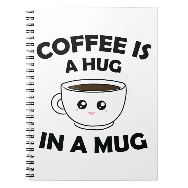 Caderno Espiral Café é abraço em uma caneca Kawaii (Frente)