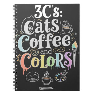 Caderno Espiral Café e Cores dos Gatos